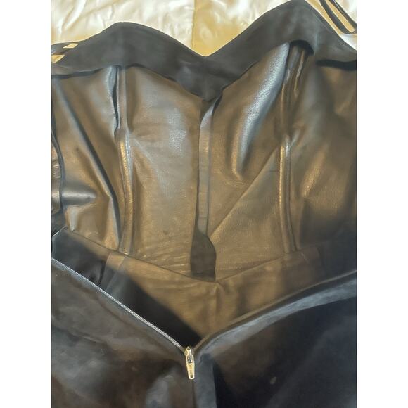 Lillie Rubin Black Genuine Suede Dress M Vintage 90s Bustier Peplum Rhinestone - Picture 7 of 13